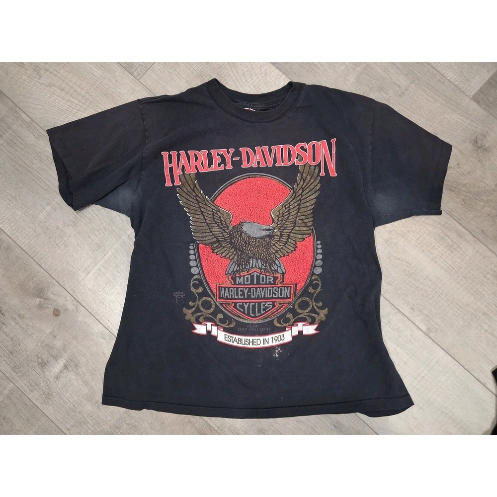 1980's Vintage Harley Davidson Gold Eagle Series #2 Of 4 T Shirt 1903 Motorcycle